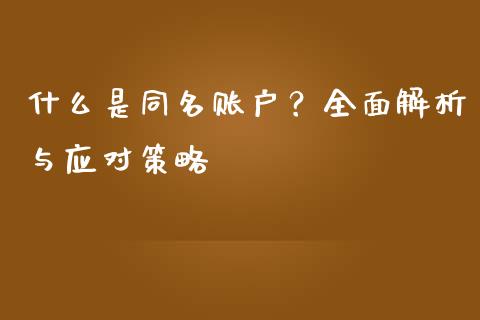 什么是同名账户？全面解析与应对策略_https://m.apzhendong.com_财务分析_第1张