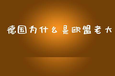 德国为什么是欧盟老大_https://m.apzhendong.com_财务分析_第1张