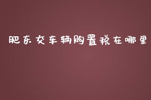 肥东交车辆购置税在哪里_https://m.apzhendong.com_期货行情_第1张