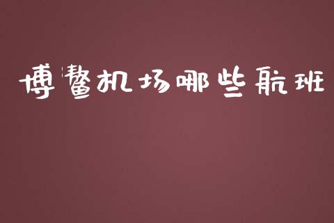 博鳌机场哪些航班_https://m.apzhendong.com_财务分析_第1张