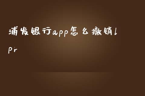 浦发银行app怎么撤销lpr_https://m.apzhendong.com_财务分析_第1张