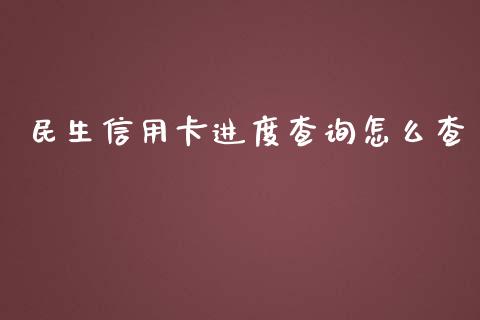 民生信用卡进度查询怎么查_https://m.apzhendong.com_全球经济_第1张