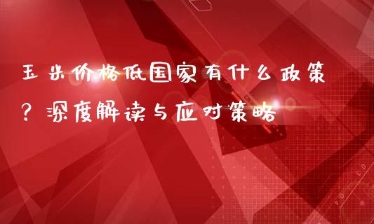 玉米价格低国家有什么政策？深度解读与应对策略_https://m.apzhendong.com_财经资讯_第1张