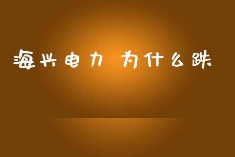 海兴电力 为什么跌_https://m.apzhendong.com_期货行情_第1张