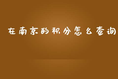 在南京的积分怎么查询_https://m.apzhendong.com_全球经济_第1张