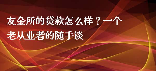 友金所的贷款怎么样？一个老从业者的随手谈_https://m.apzhendong.com_财务分析_第1张