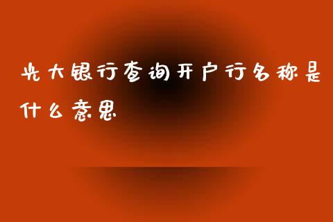 光大银行查询开户行名称是什么意思_https://m.apzhendong.com_财务分析_第1张