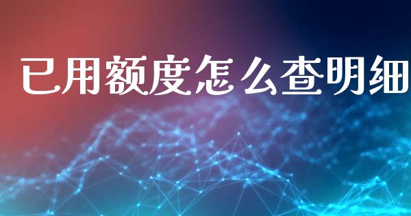 已用额度怎么查明细_https://m.apzhendong.com_全球经济_第1张