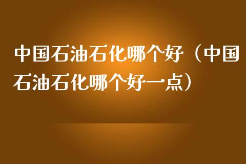 中国石油石化哪个好（中国石油石化哪个好一点）_https://m.apzhendong.com_全球经济_第1张