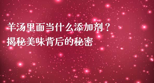 羊汤里面当什么添加剂？ 揭秘美味背后的秘密_https://m.apzhendong.com_财务分析_第1张