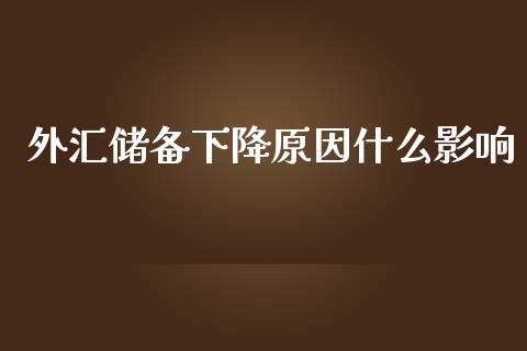 外汇储备下降原因什么影响_https://m.apzhendong.com_财经资讯_第1张