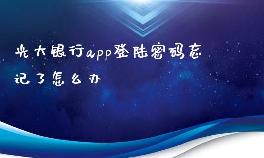 光大银行app登陆密码忘记了怎么办_https://m.apzhendong.com_财务分析_第1张