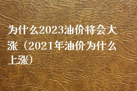 为什么2023油价将会大涨（2021年油价为什么上涨）_https://m.apzhendong.com_财经资讯_第1张