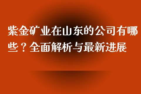 紫金矿业在山东的公司有哪些？全面解析与最新进展_https://m.apzhendong.com_全球经济_第1张
