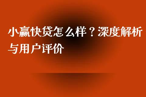 小赢快贷怎么样？深度解析与用户评价_https://m.apzhendong.com_财经资讯_第1张