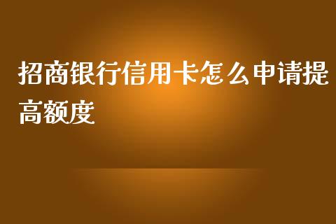 招商银行信用卡怎么申请提高额度_https://m.apzhendong.com_期货行情_第1张