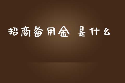 招商备用金 是什么_https://m.apzhendong.com_全球经济_第1张