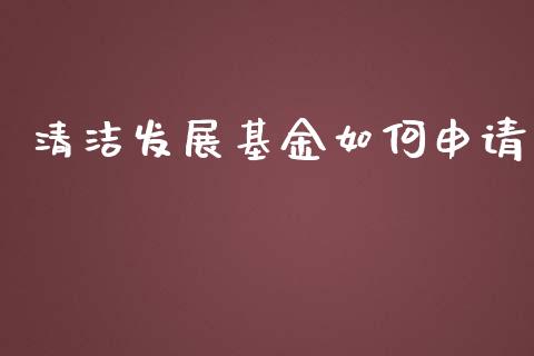 清洁发展基金如何申请_https://m.apzhendong.com_财经资讯_第1张