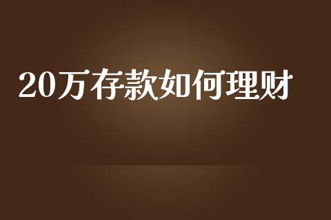 20万存款如何理财_https://m.apzhendong.com_财经资讯_第1张