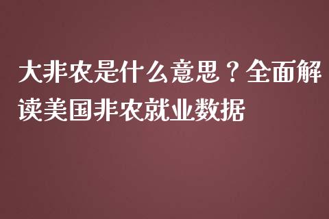 大非农是什么意思？全面解读美国非农就业数据_https://m.apzhendong.com_财经资讯_第1张