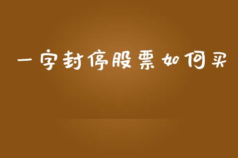 一字封停股票如何买_https://m.apzhendong.com_财务分析_第1张