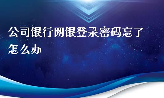 公司银行网银登录密码忘了怎么办_https://m.apzhendong.com_财经资讯_第1张