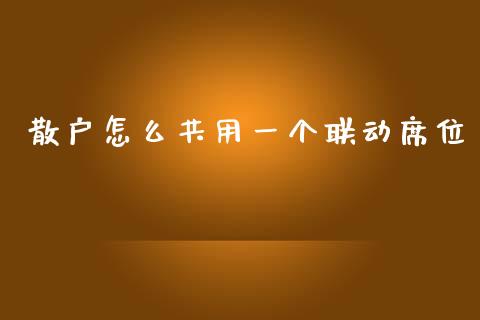 散户怎么共用一个联动席位_https://m.apzhendong.com_财务分析_第1张