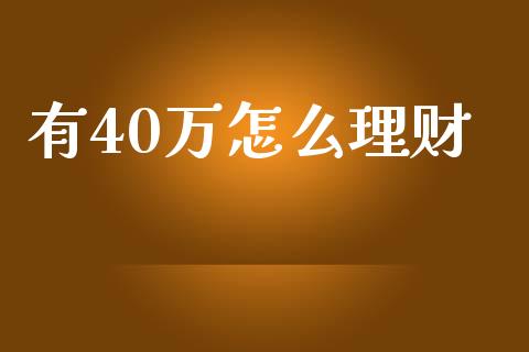 有40万怎么理财_https://m.apzhendong.com_财务分析_第1张