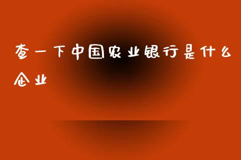 查一下中国农业银行是什么企业_https://m.apzhendong.com_期货行情_第1张