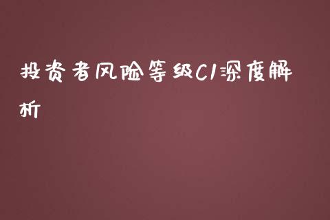 投资者风险等级C1深度解析_https://m.apzhendong.com_全球经济_第1张