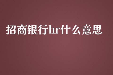 招商银行hr什么意思_https://m.apzhendong.com_财务分析_第1张