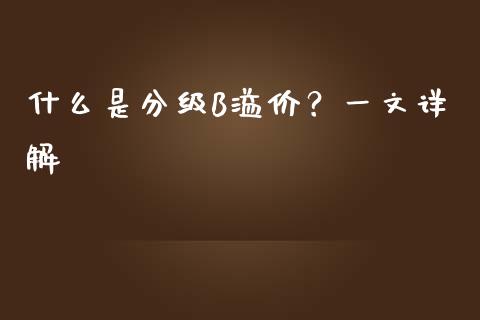 什么是分级B溢价？一文详解_https://m.apzhendong.com_财务分析_第1张