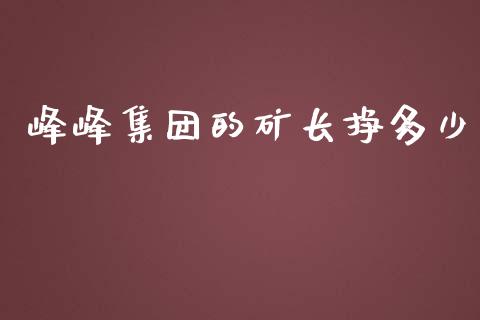 峰峰集团的矿长挣多少_https://m.apzhendong.com_财经资讯_第1张