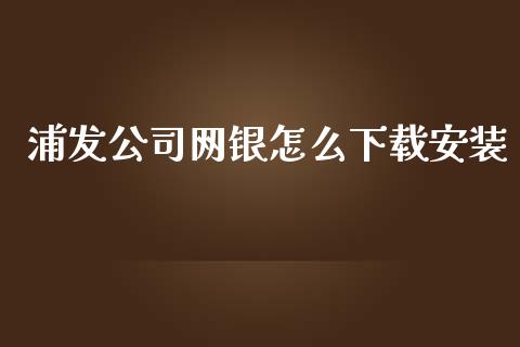 浦发公司网银怎么下载安装_https://m.apzhendong.com_全球经济_第1张