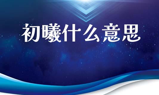 初曦什么意思_https://m.apzhendong.com_期货行情_第1张