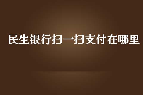 民生银行扫一扫支付在哪里_https://m.apzhendong.com_全球经济_第1张