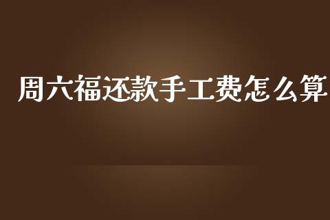 周六福还款手工费怎么算_https://m.apzhendong.com_全球经济_第1张