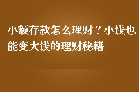 小额存款怎么理财？小钱也能变大钱的理财秘籍_https://m.apzhendong.com_全球经济_第1张