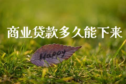 商业贷款多久能下来_https://m.apzhendong.com_全球经济_第1张