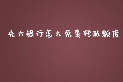 光大银行怎么免费转账额度_https://m.apzhendong.com_财务分析_第1张