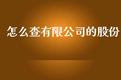 怎么查有限公司的股份_https://m.apzhendong.com_全球经济_第1张