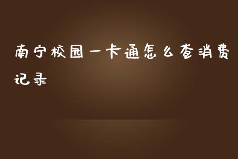 南宁校园一卡通怎么查消费记录_https://m.apzhendong.com_期货行情_第1张