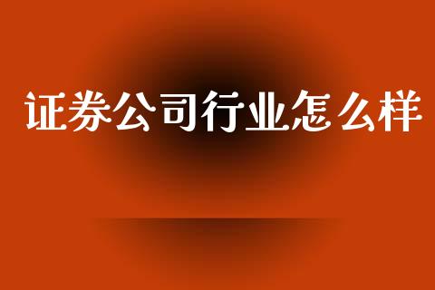 证券公司行业怎么样_https://m.apzhendong.com_期货行情_第1张