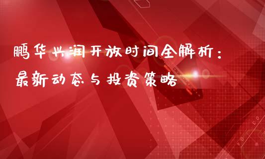 鹏华兴润开放时间全解析：最新动态与投资策略_https://m.apzhendong.com_财经资讯_第1张