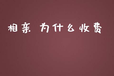 相亲 为什么收费_https://m.apzhendong.com_全球经济_第1张