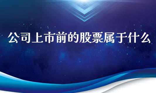 公司上市前的股票属于什么_https://m.apzhendong.com_全球经济_第1张