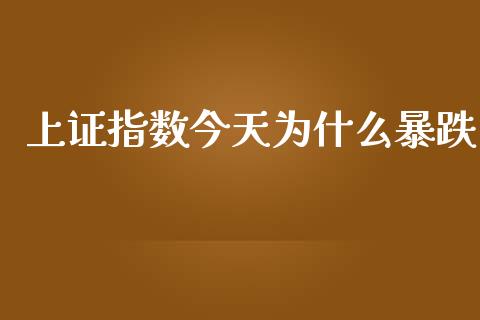 上证指数今天为什么暴跌_https://m.apzhendong.com_期货行情_第1张