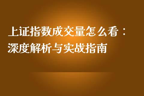 上证指数成交量怎么看： 深度解析与实战指南_https://m.apzhendong.com_财务分析_第1张