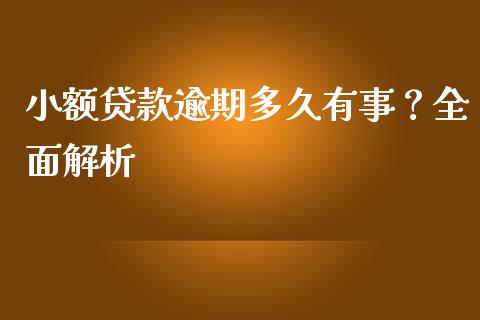 小额贷款逾期多久有事？全面解析_https://m.apzhendong.com_财务分析_第1张