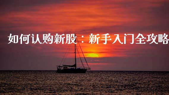 如何认购新股：新手入门全攻略_https://m.apzhendong.com_全球经济_第1张